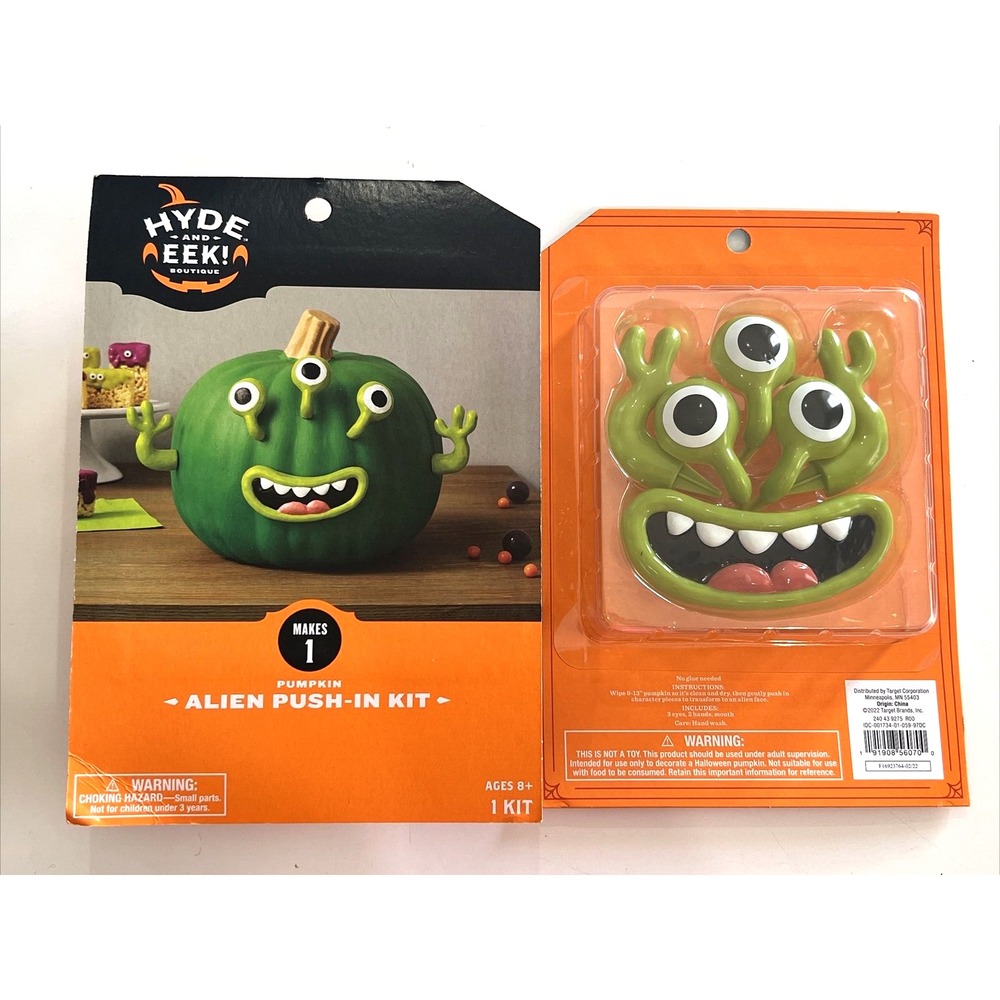 Lot of 2 Hyde and Eek Boutique Pumpkin Alien Push-In Kits Halloween New